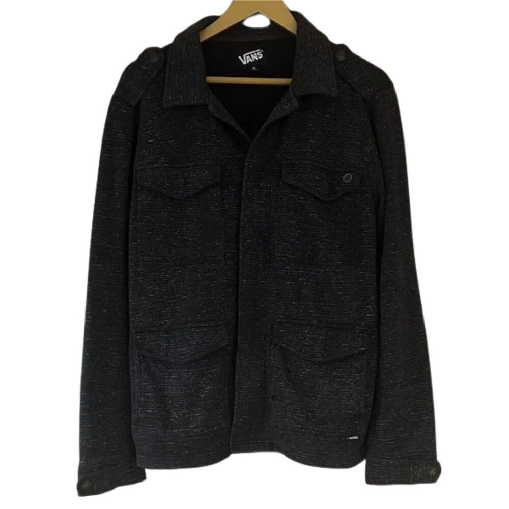 Vans Men's Dark Charcoal Gray Shirt Jacket with Snap Closures